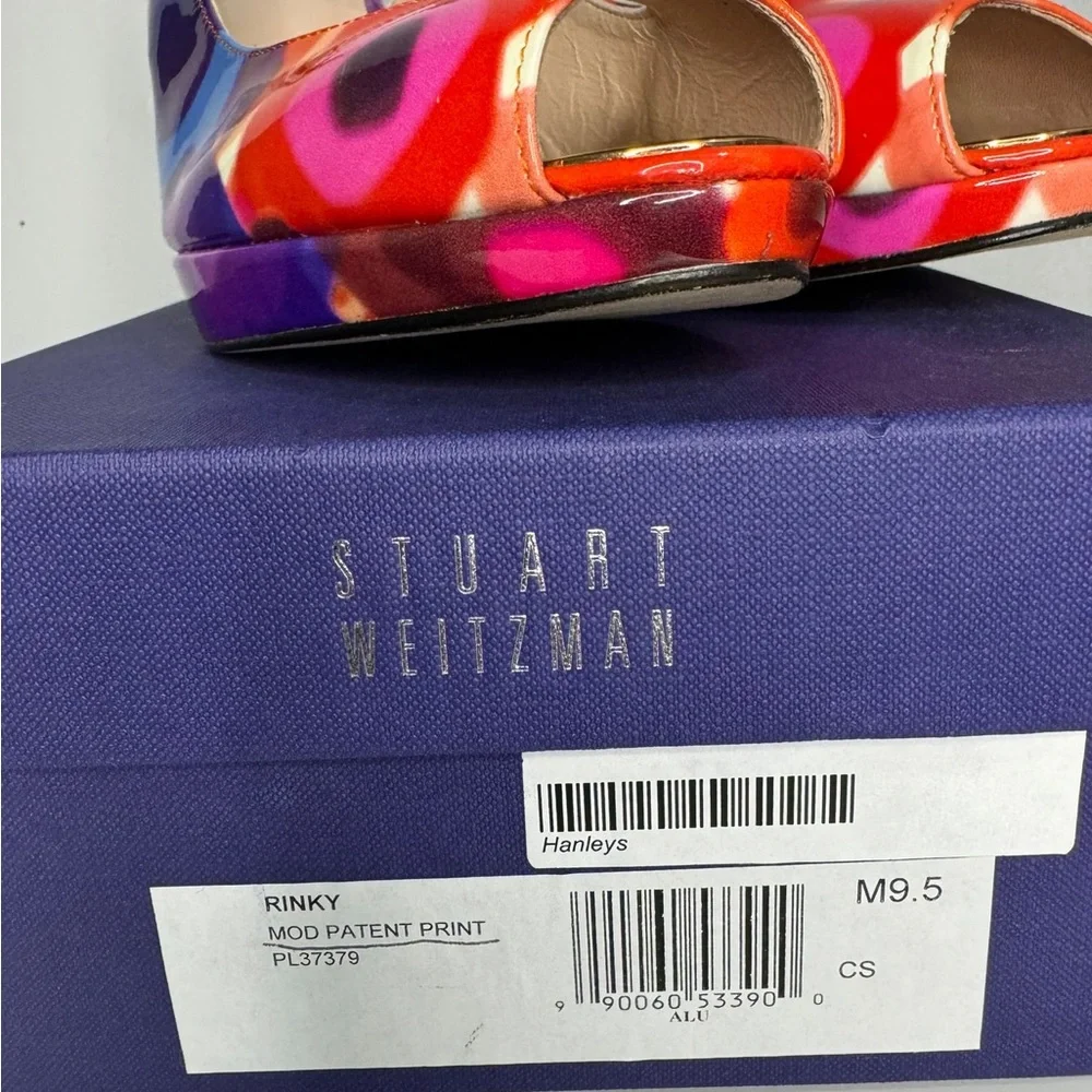 Stuart Weitzman Rinky Mod Patent Print Slingback Heels - Size 9.5M - Picture 9 of 10
